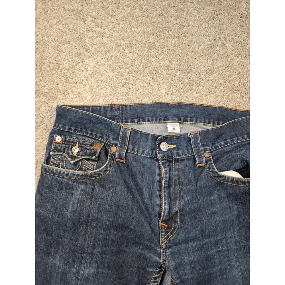 True Religion Jeans Mens 36 Straight Leg Dark‎ Wash Denim Pants Made Mexico